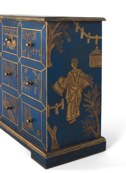 GINER Y COLOMER Commode à 9 tiroirs Bleu et doré